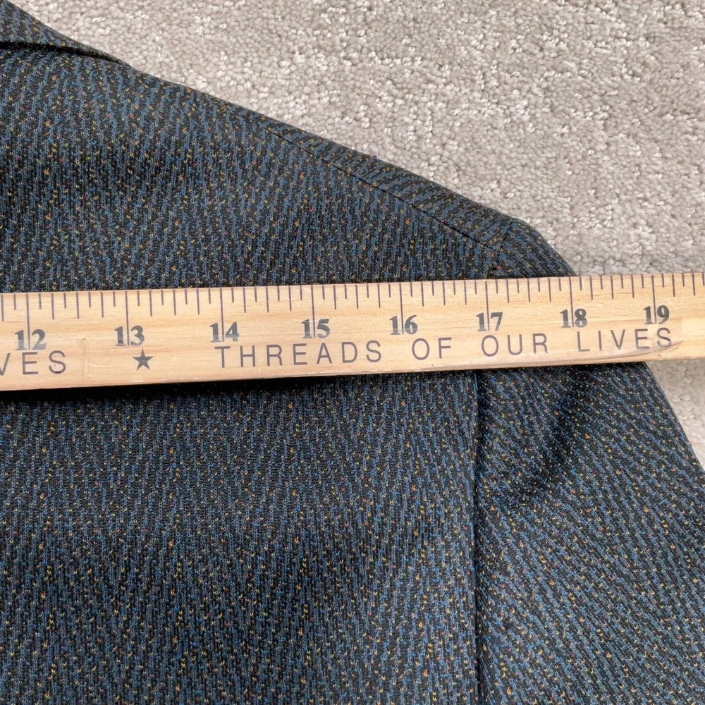 B Bonds Blazer Men 39R Blue Herringbone Two Button 70s Wide Lapel Polyester VTG‎